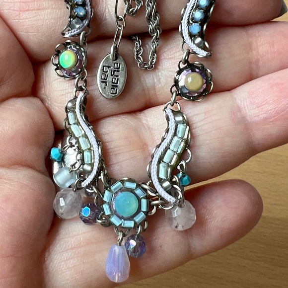 AYALA BAR ADJUSTABLE NECKLACE W/LONG EXTENDER BLUE LILAC PURPLE GREEN RHINESTONE - Picture 14 of 16